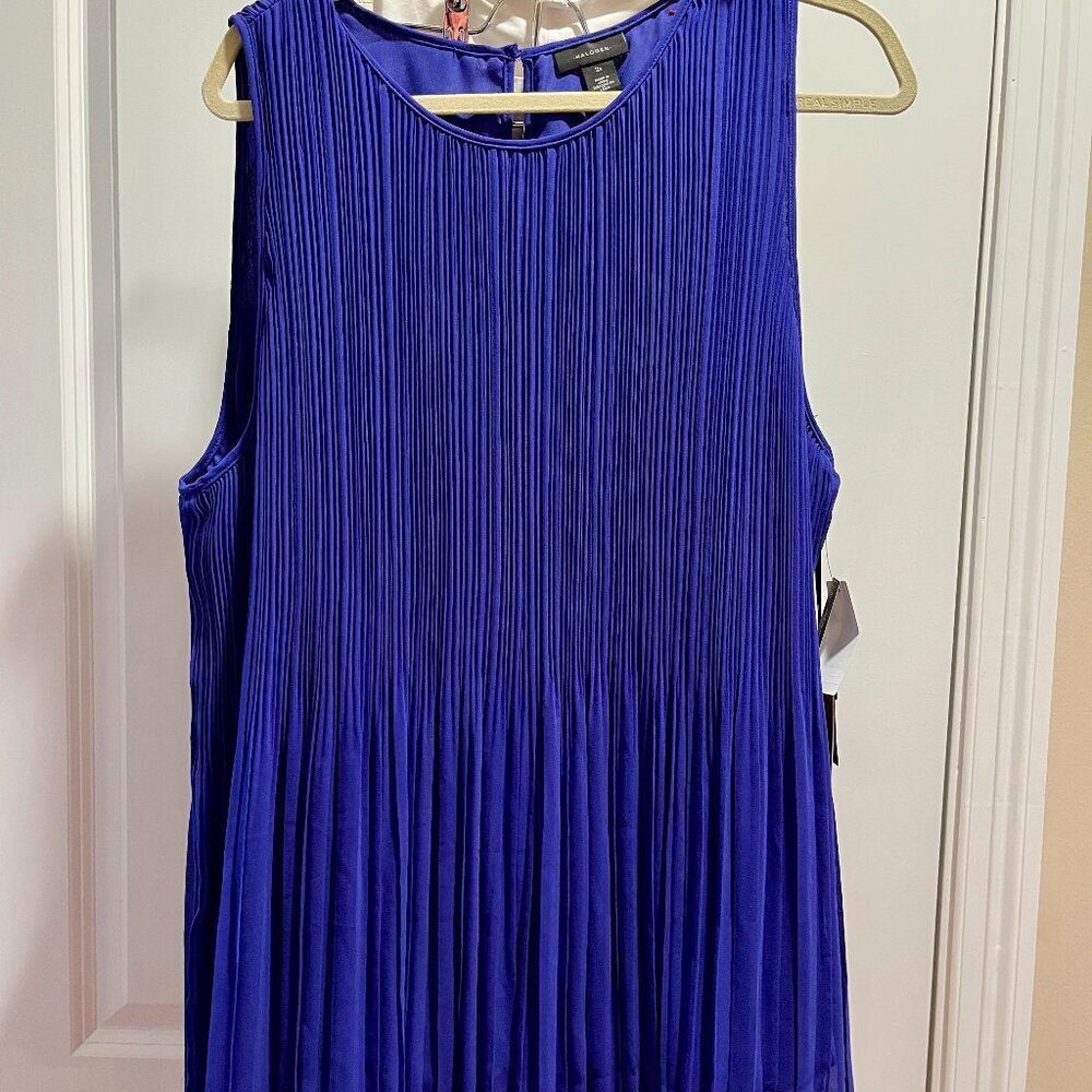 Halogen Blue Sleeveless Pleated Blouse, Women's Size 2x - Picture 12 of 13